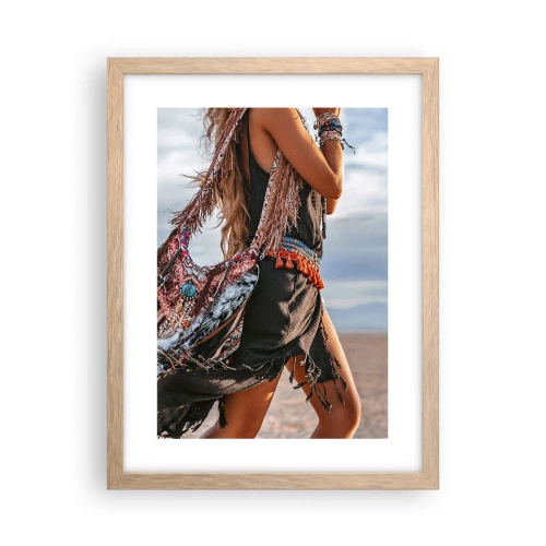 Poster in einem Rahmen aus heller Eiche - Das Mädchen des Schamanen - 30x40 cm