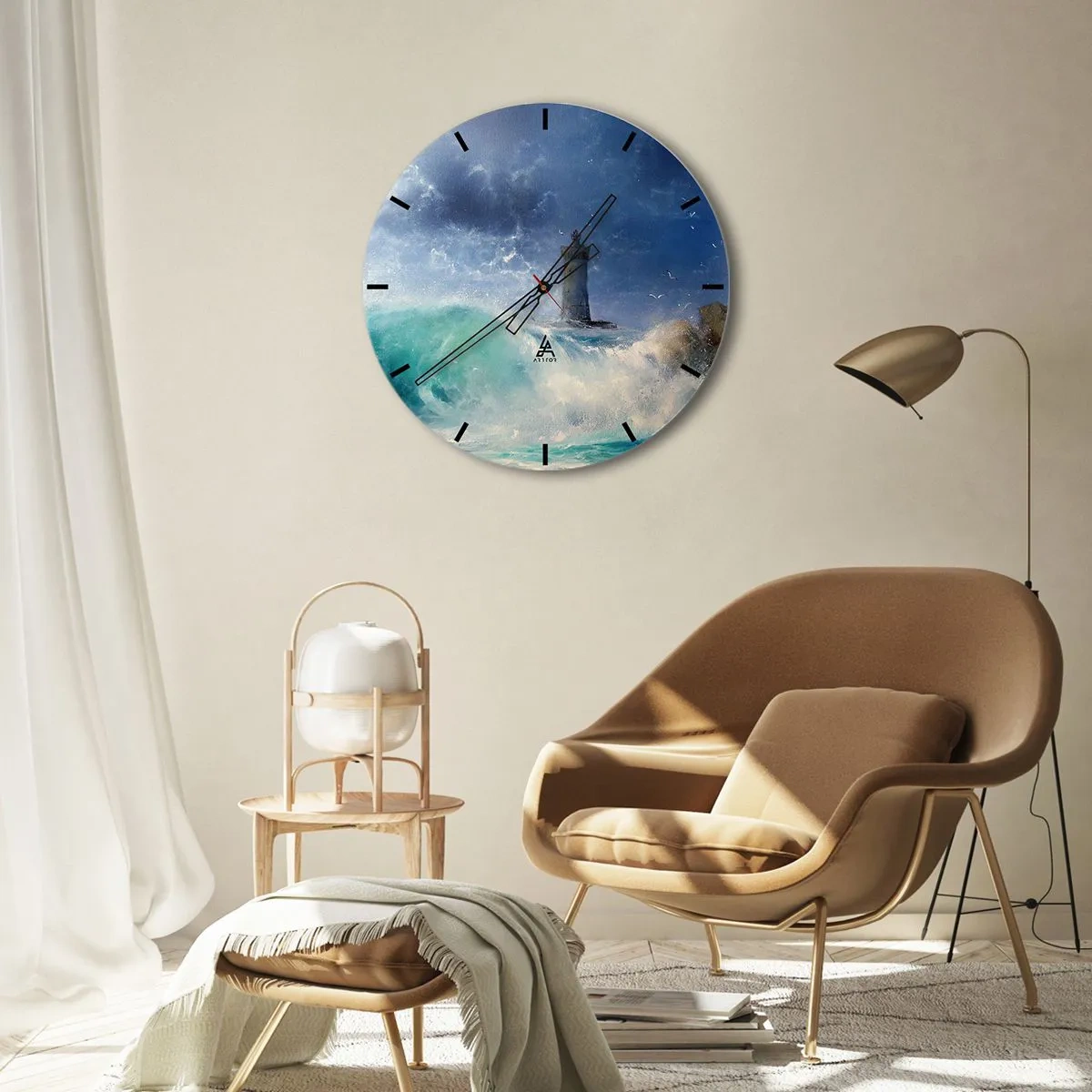 Wanduhr - Glasuhr - Auf der Hut vor den Elementen - 40x40 cm