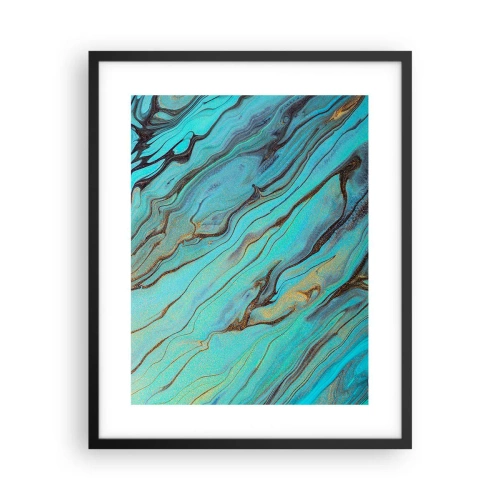 Poster in einem schwarzem Rahmen - Türkisfarbene Flut - 40x50 cm