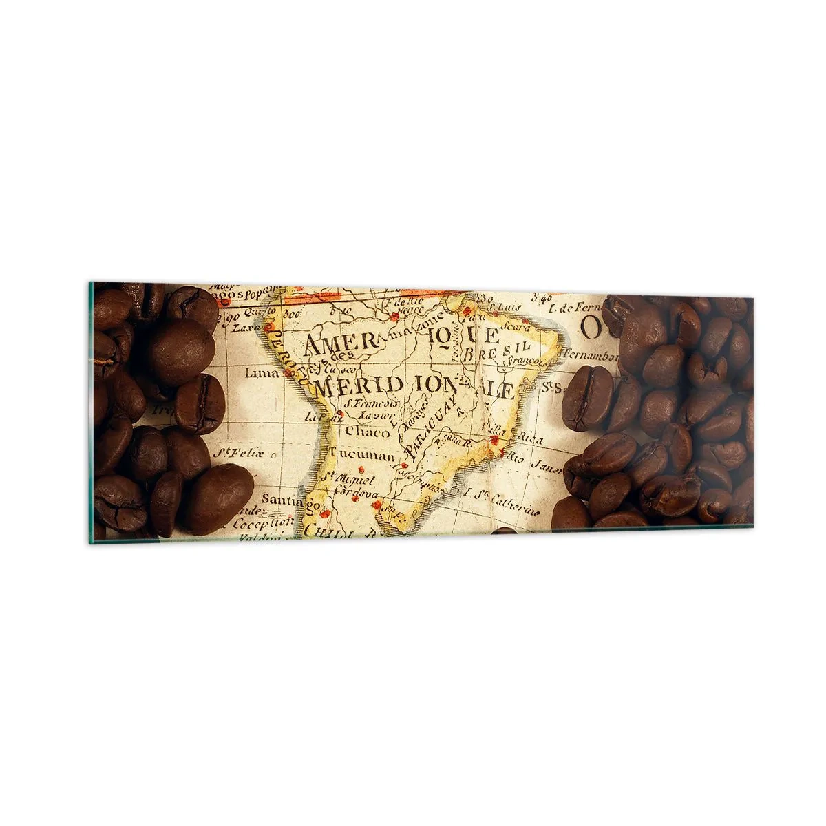 Glasbild - Bild auf glas - Woher kommt der beste Kaffee? - 90x30 cm