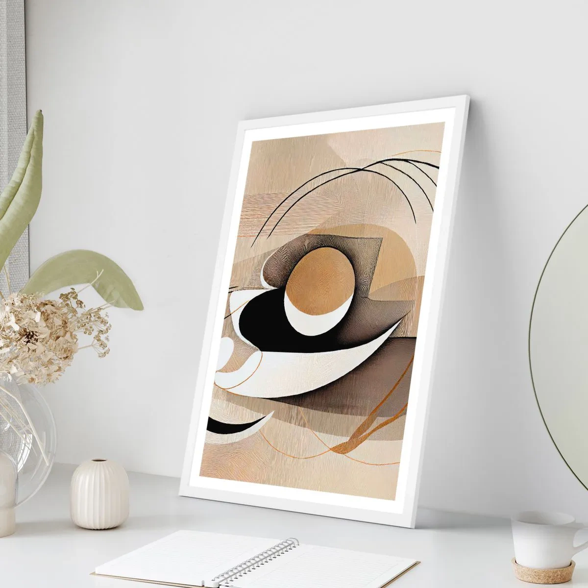 Poster in einem weißen Rahmen - Komposition: die Essenz des Wortes - 70x100 cm