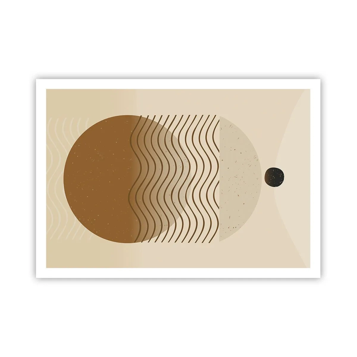 Poster - Geometrische Abstraktion mit Kreisen und Wellenlinien in warmen Farben. - 100x70cm - Zur Entstehung geometrischer Figuren - Moderne Wanddekoration für Wohnzimmer und Schlafzimmer ARTTOR