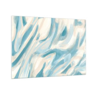 Glasbild - Bild auf glas - Abstrakte Pinselstriche in Blau- und Cremefarben. - 70x50cm - Frühlingsbrisen - Moderne Wanddekoration für Wohnzimmer und Schlafzimmer ARTTOR