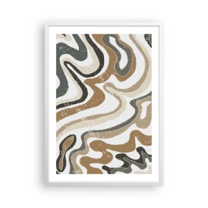 Poster in einem weißen Rahmen - Mäander in Erdfarben - 50x70 cm