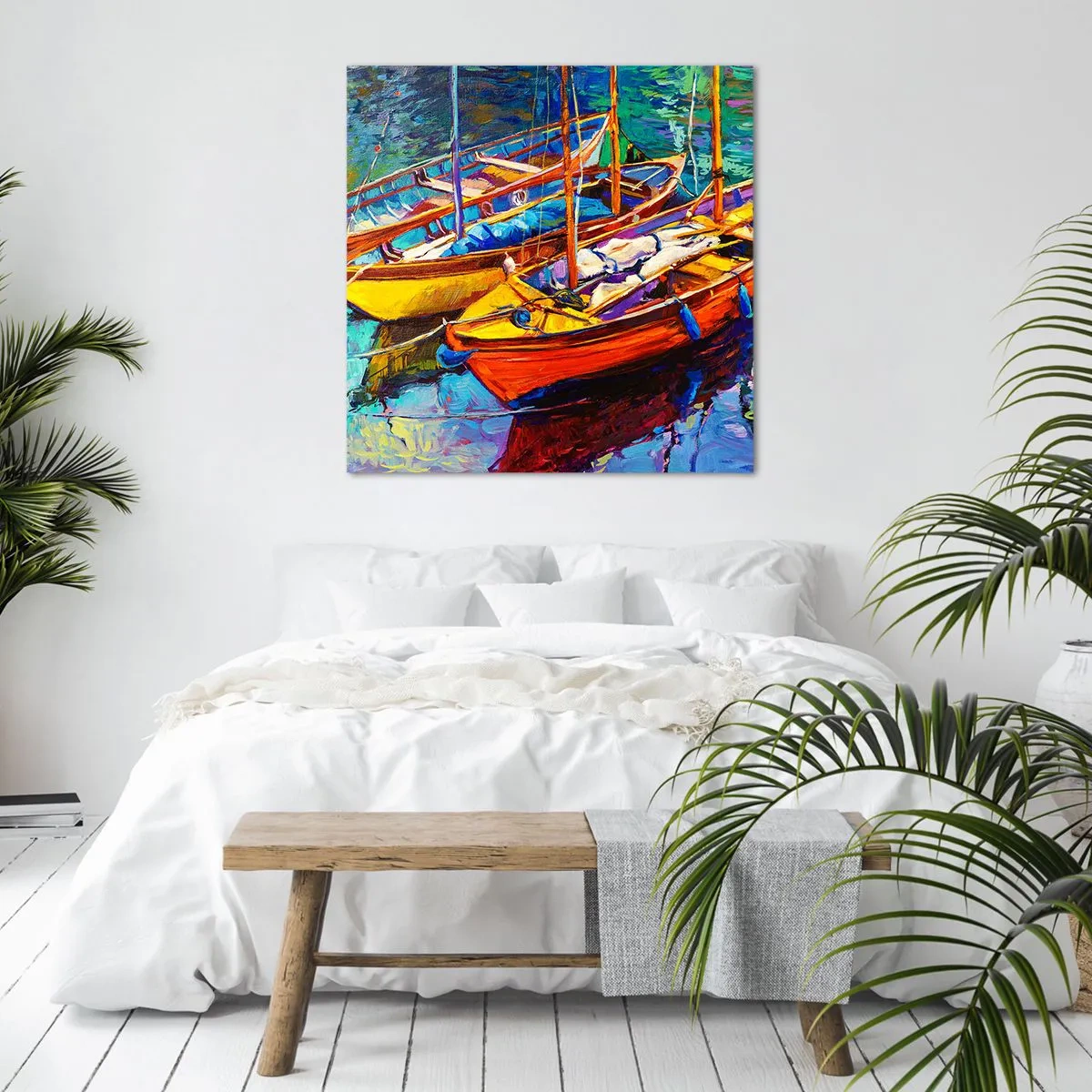 Bild auf Leinwand - Leinwandbild - Auf Wasser dick mit Farben - 70x70 cm