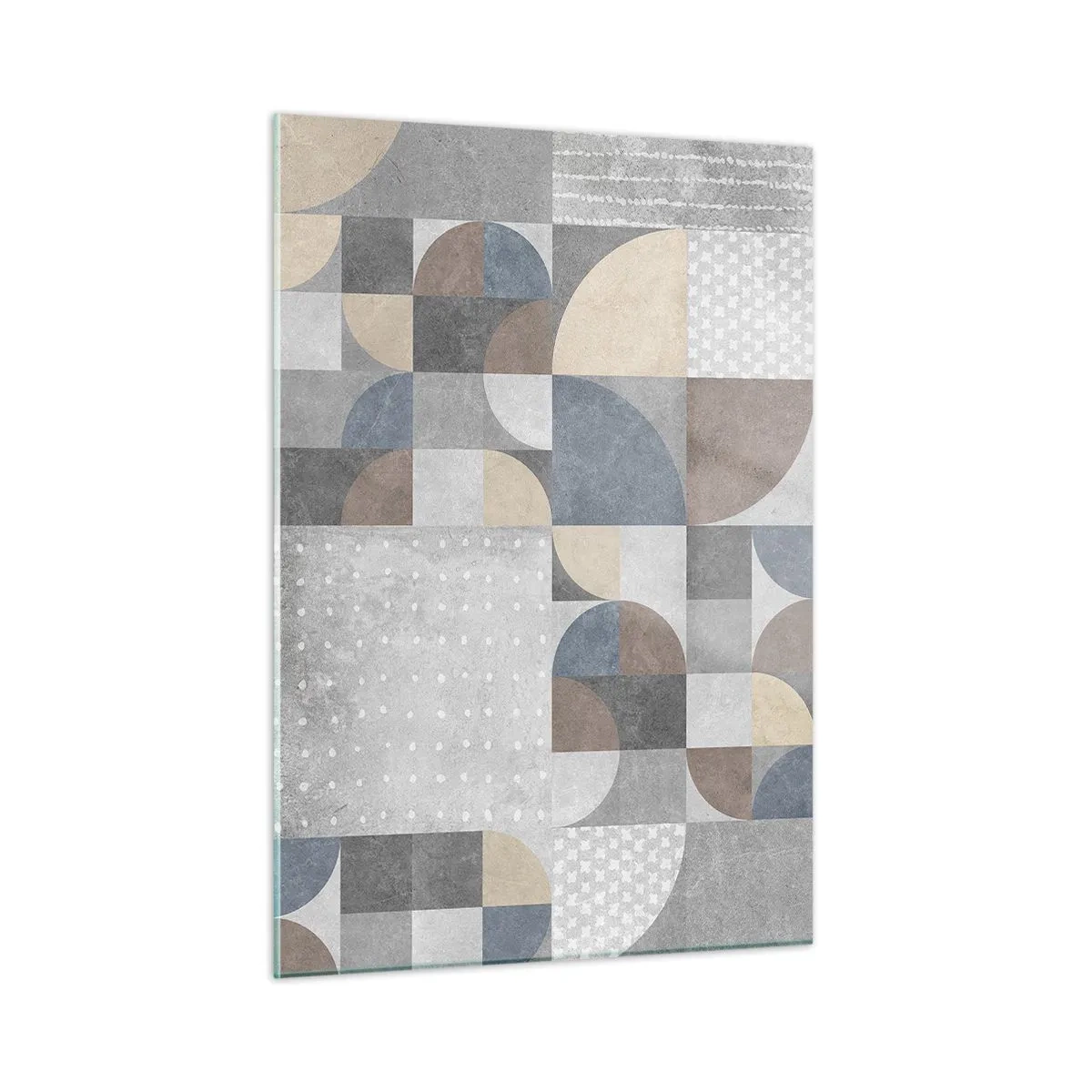 Glasbild - Bild auf glas - Abstrakte geometrische Komposition mit verschiedenen Formen und Grautönen. - 50x70cm - Keramische Fantasie - Moderne Wanddekoration für Wohnzimmer und Schlafzimmer ARTTOR