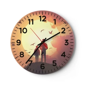 Wanduhr - Glasuhr - Von Angesicht zu Angesicht mit der Sonne - 40x40 cm
