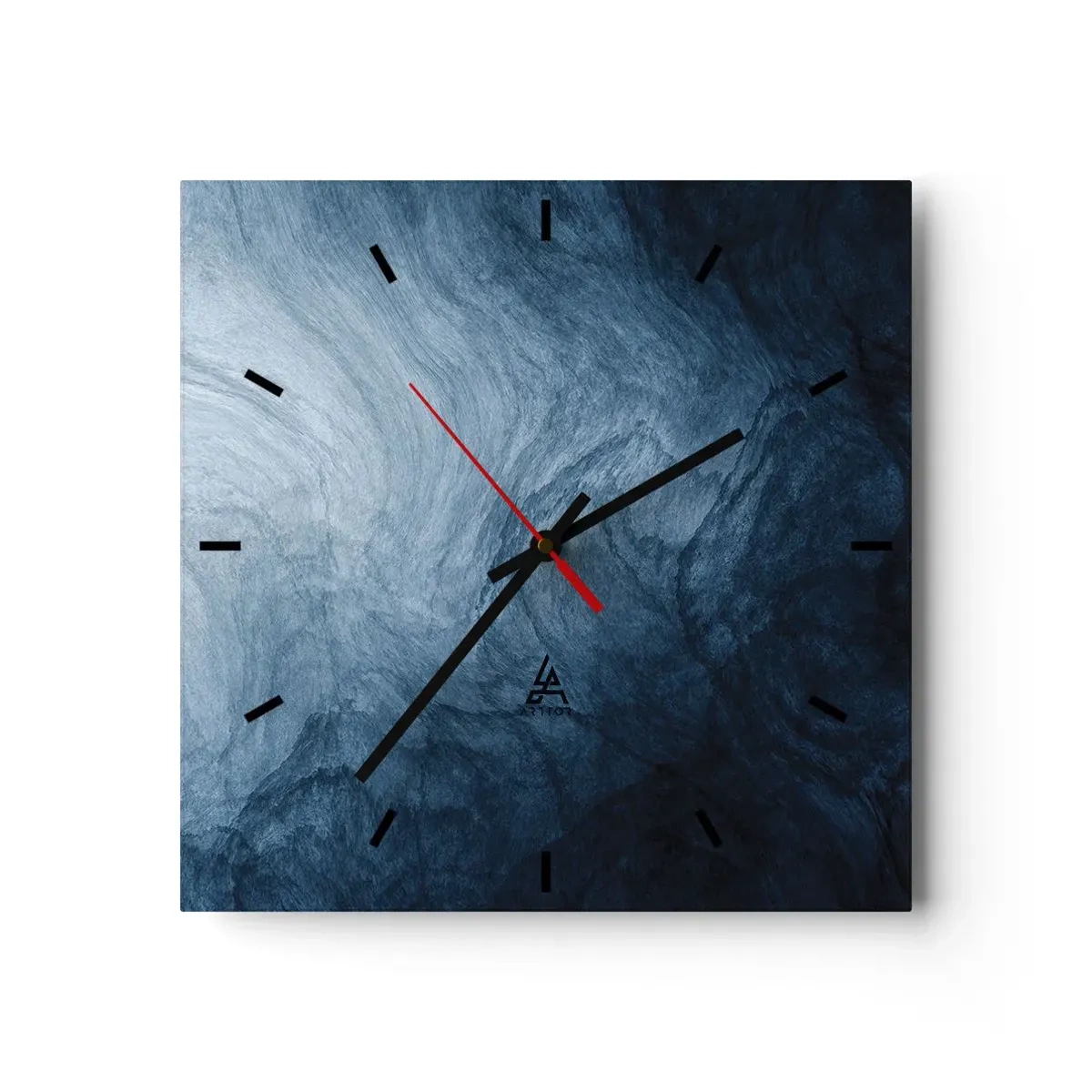 Wanduhr - Glasuhr - Eine abstrakte Komposition in Blau- und Marineblautönen. - 30x30cm - Greifen Sie tief - Moderne Wanddekoration für Wohnzimmer und Schlafzimmer ARTTOR