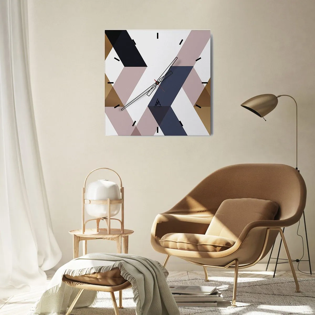 Wanduhr - Glasuhr - Ebenen und Winkel - 40x40 cm