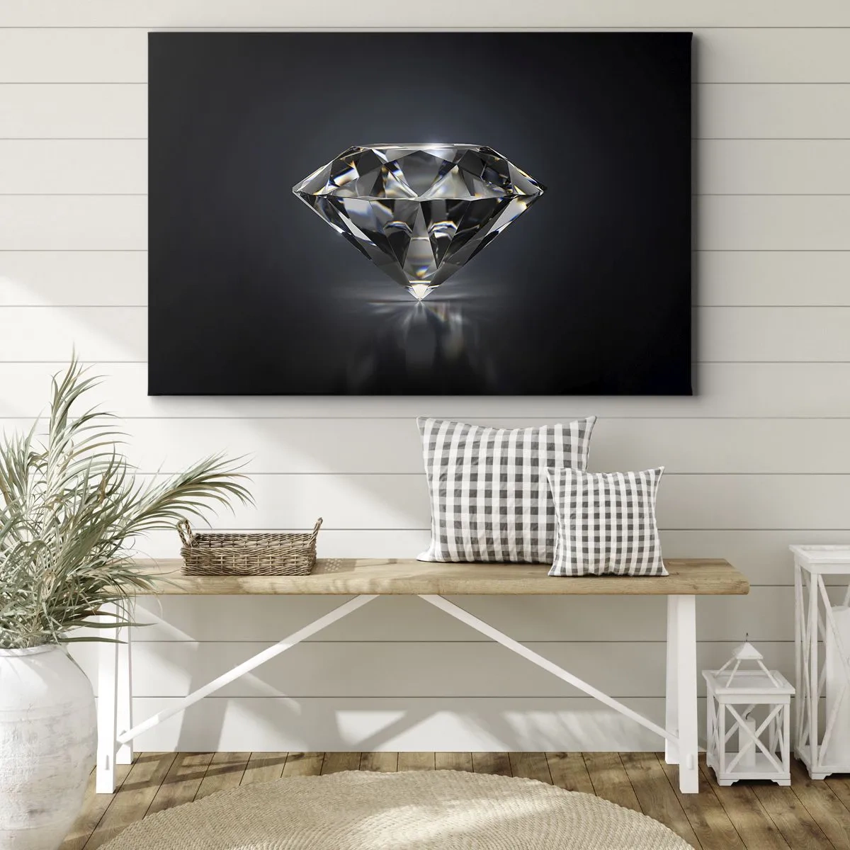 Bild auf Leinwand - Leinwandbild - Eine künstlerische Interpretation eines Diamanten auf dunklem Hintergrund - 70x50cm - Beste Freundin - Moderne Wanddekoration für Wohnzimmer und Schlafzimmer ARTTOR
