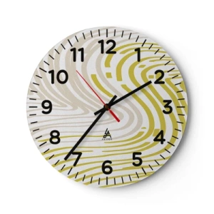 Wanduhr - Glasuhr - Komposition mit sanfter Biegung - 30x30 cm