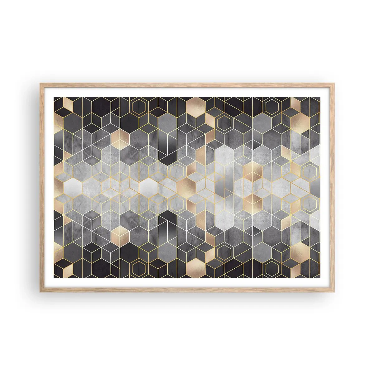 Poster in einem Rahmen aus heller Eiche - Diamant-Komposition - 100x70 cm