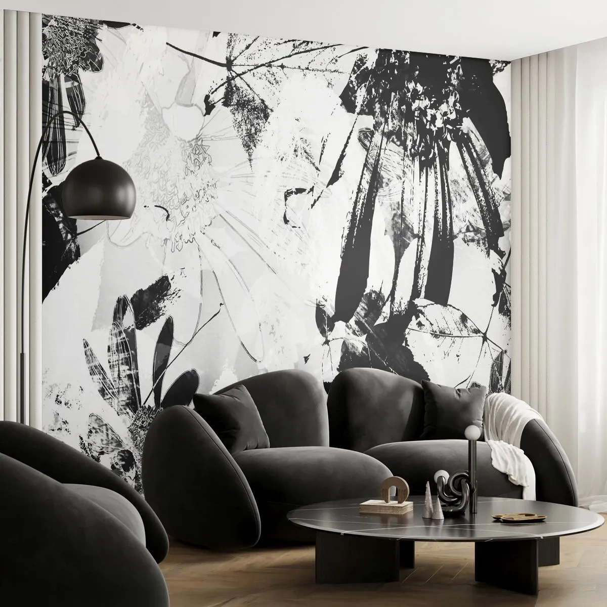 Fototapete Premium Canvas - Herbst negativ - Abstraktion, Blumen, Grafik - 450x315 cm