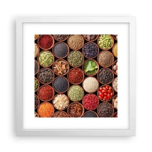 Poster in einem weißen Rahmen - Alle Aromen der Welt - 30x30 cm