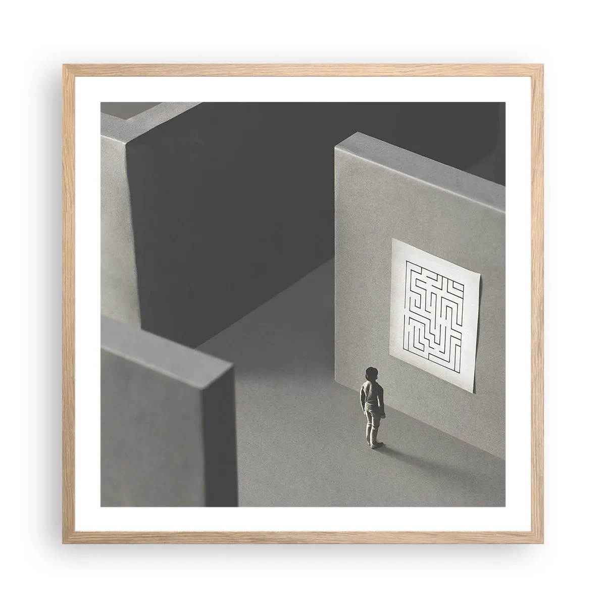 Poster in einem Rahmen aus heller Eiche - Aber wo bin ich? - 60x60 cm