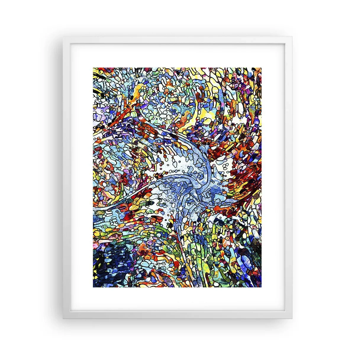 Poster in einem weißen Rahmen - Glasmalerei Wassertropfen - 40x50 cm