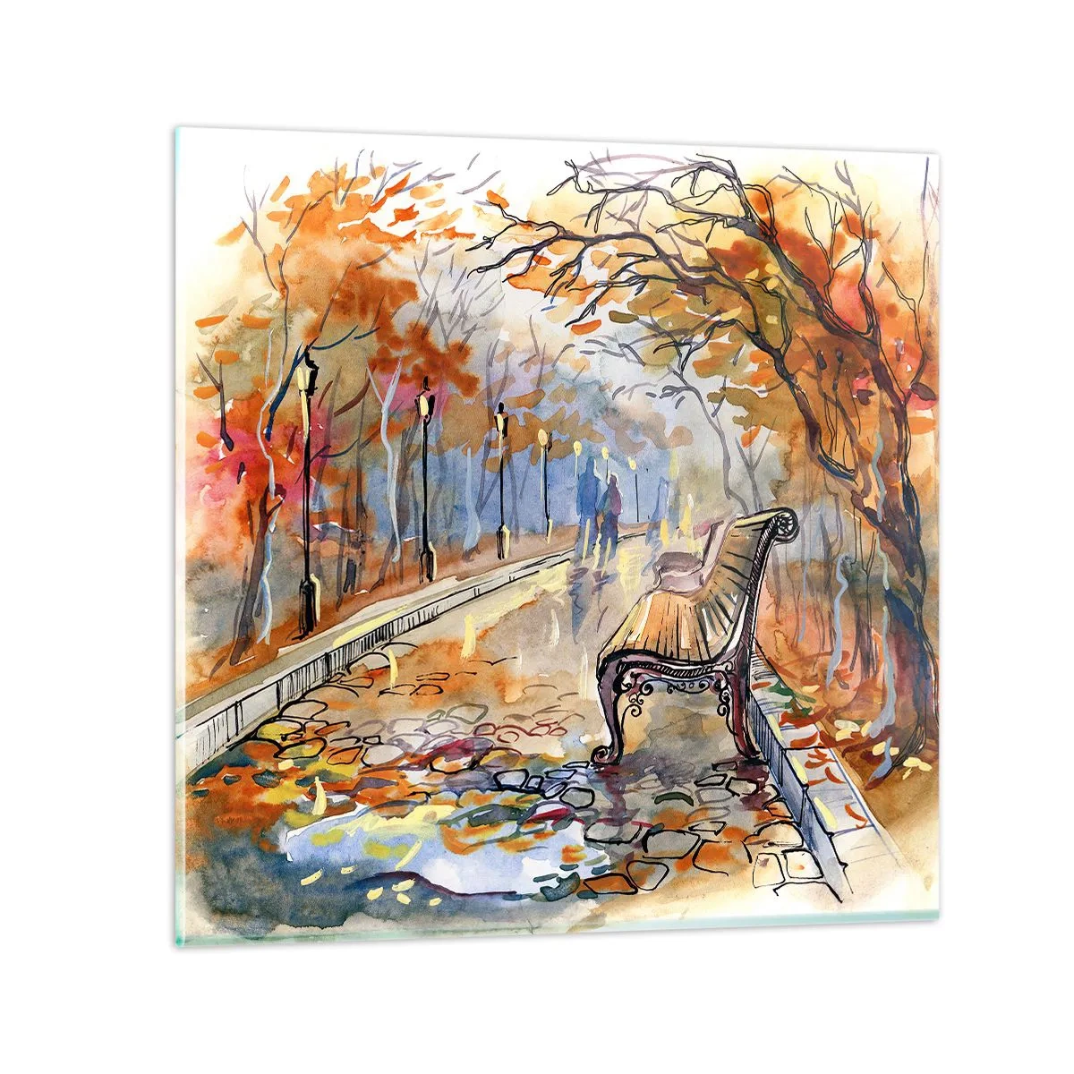 Glasbild - Bild auf glas - Gemeinsam im Herbst wandern - 30x30 cm