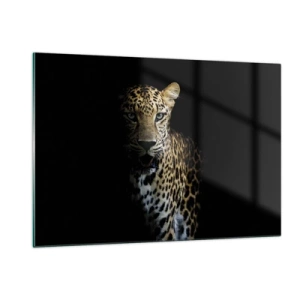 Glasbild - Bild auf glas - Löwe im Schatten - 120x80cm - Dunkle Schönheit - Moderne Wanddekoration für Wohnzimmer und Schlafzimmer ARTTOR