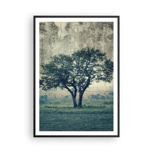 Poster in einem schwarzem Rahmen - Ein Apfelbaum auf blauem Feld? - 70x100 cm