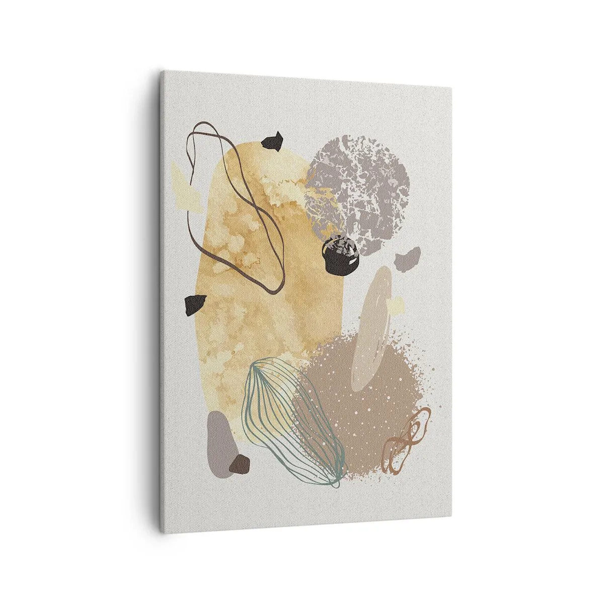 Bild auf Leinwand - Leinwandbild - Eine Komposition aus abstrakten Formen in Beige und Gelb. - 50x70cm - Angewandte Plumkologie - Moderne Wanddekoration für Wohnzimmer und Schlafzimmer ARTTOR
