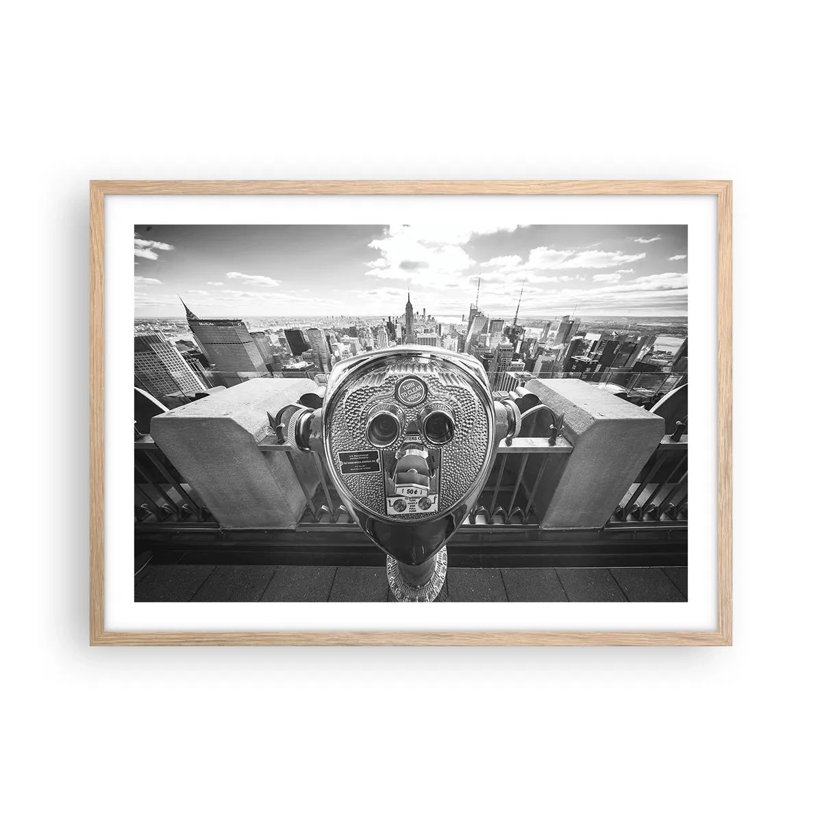 Poster in einem Rahmen aus heller Eiche - Stadt über den Städten - 70x50 cm