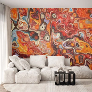 Fototapete Standard Eco - Abstrakte Wellen in Rot- und Orangetönen - 100x70cm - Wenn die Nüsse in Honig geschmolzen sind - Moderne Wanddekoration für Wohnzimmer und Schlafzimmer ARTTOR