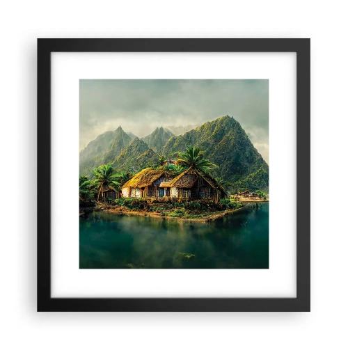 Poster in einem schwarzem Rahmen - Tropisches Paradies - 30x30 cm