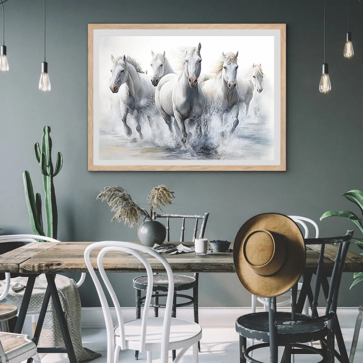 Poster in einem Rahmen aus heller Eiche - Weiße Magie - 100x70 cm