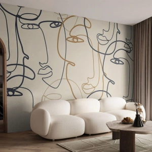 Fototapete Standard Eco - Das Porträt wird multipliziert - Abstraktion, Gesicht, Grafik - 400x280 cm
