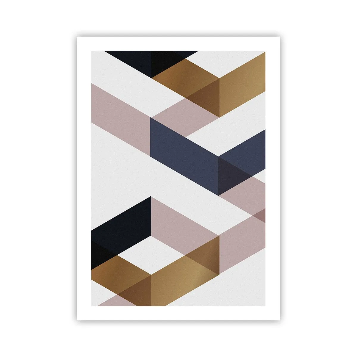 Poster - Geometrische Formen in Gold-, Schwarz- und Beigetönen - 50x70cm - Ebenen und Winkel - Moderne Wanddekoration für Wohnzimmer und Schlafzimmer ARTTOR