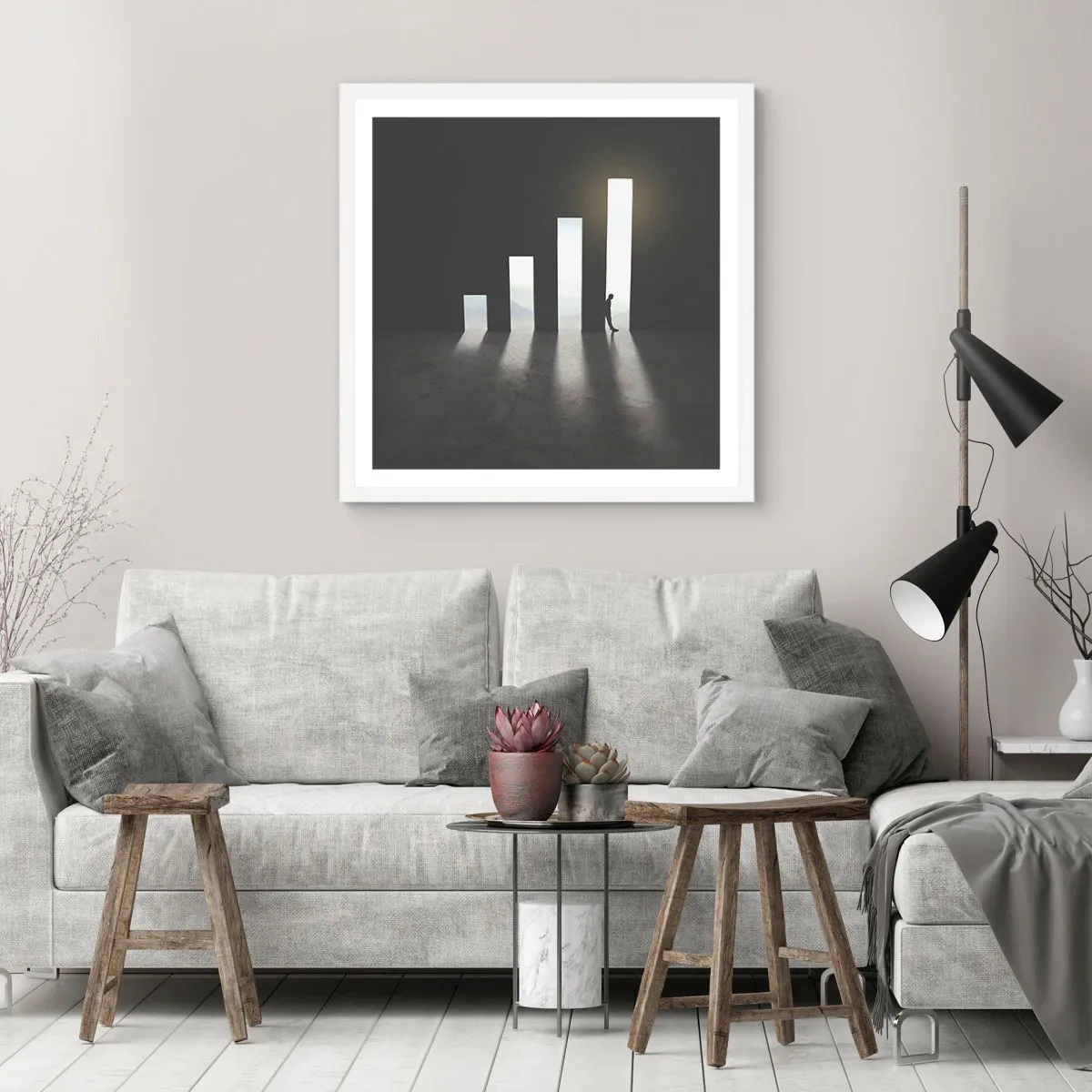 Poster in einem weißen Rahmen - Erfolg – ​​Impression - 40x40 cm