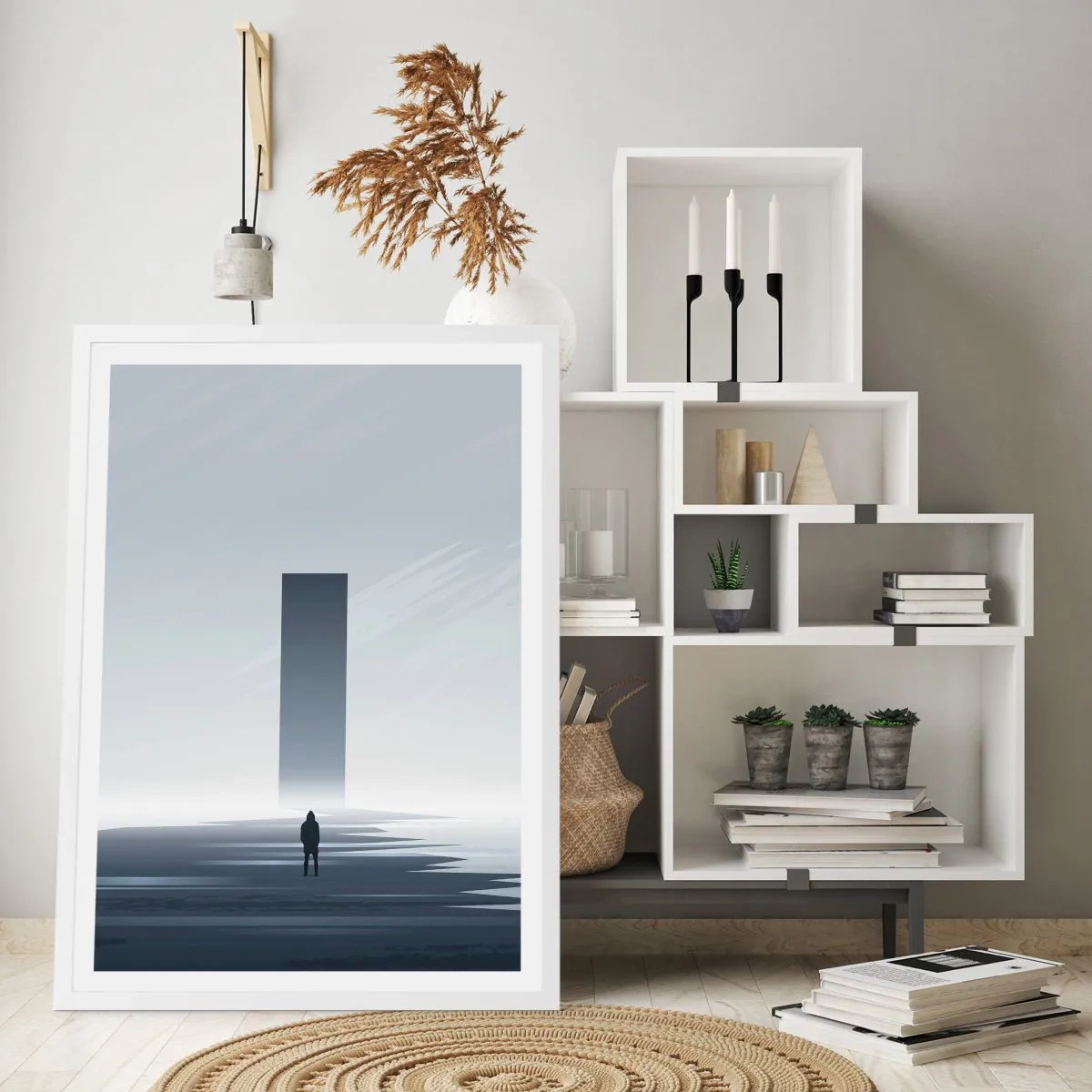 Poster in einem weißen Rahmen - Chance oder Bedrohung? - 61x91 cm