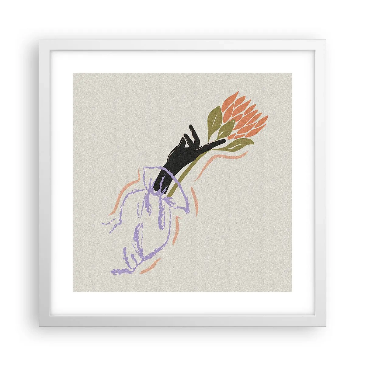 Poster in einem weißen Rahmen - Schwesterliche Berührung - 40x40 cm