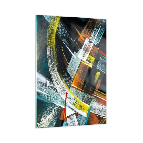 Glasbild - Bild auf glas - Dynamische Abstraktion mit bunten Pinselstrichen - 50x70cm - Energie der Bewegung - Moderne Wanddekoration für Wohnzimmer und Schlafzimmer ARTTOR