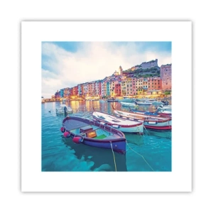 Poster - Bunter Abend im Hafen - 30x30 cm