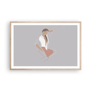 Poster in einem Rahmen aus heller Eiche - Umriss der Anmut - 91x61 cm