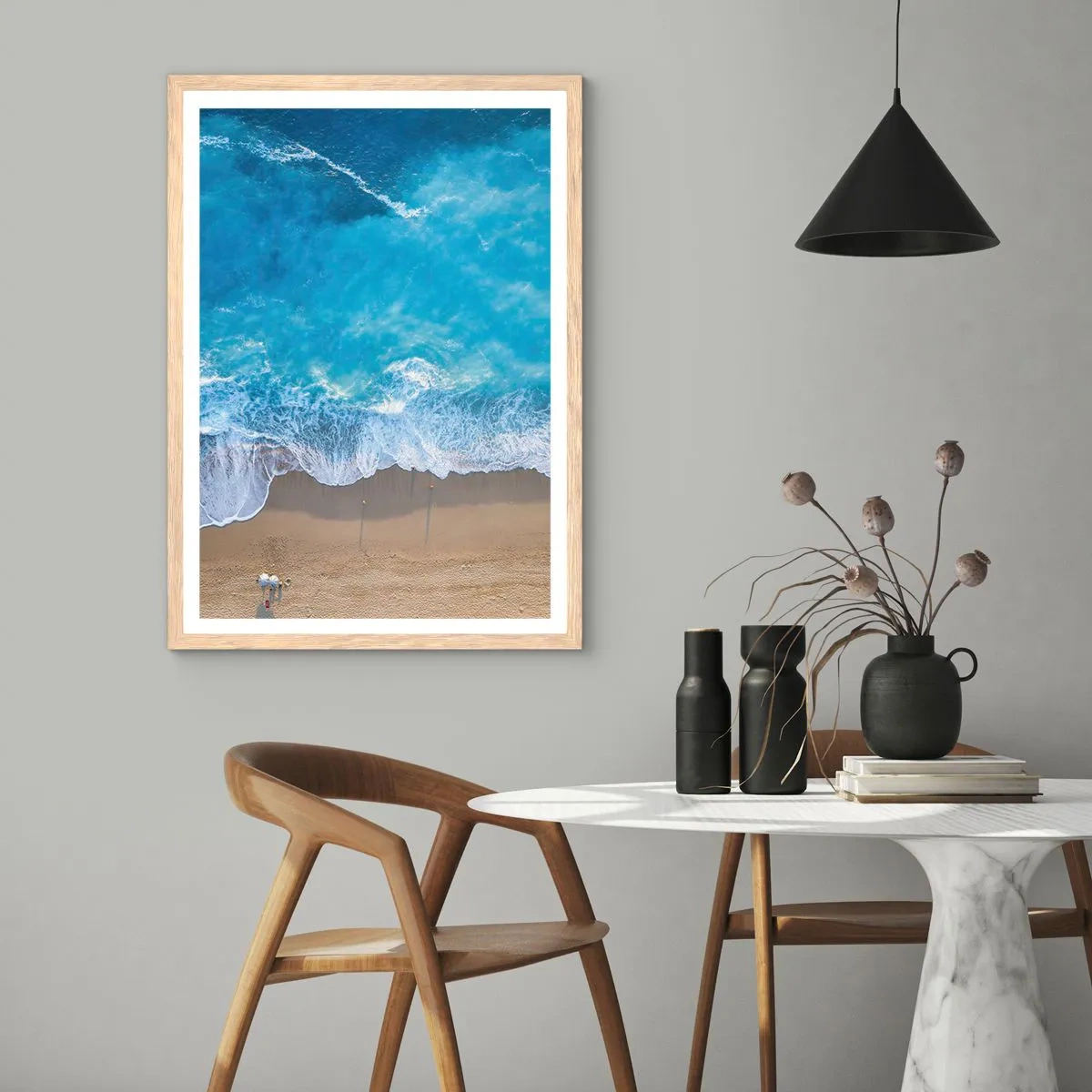 Poster in einem Rahmen aus heller Eiche - Die Kraft des Blaus - 30x40 cm