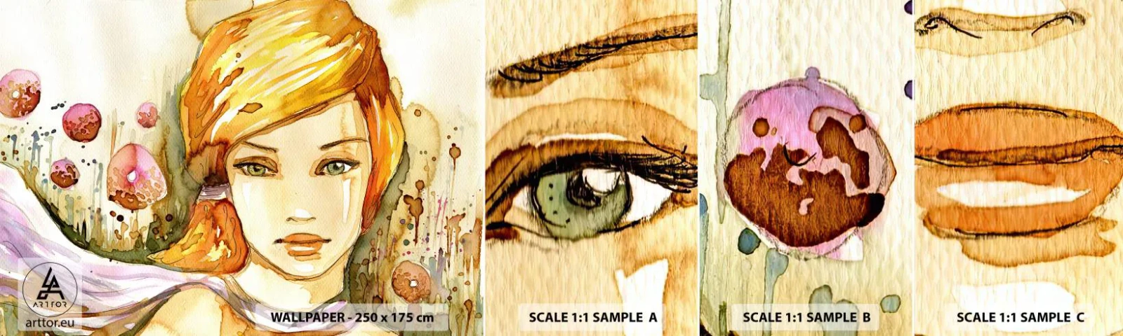 Fototapeten Muster Selbstklebend Deluxe Sticker - Ein smaragdgrüner Look, der die Wut beruhigt - Frau, Wiese, Mode - 100x30 cm