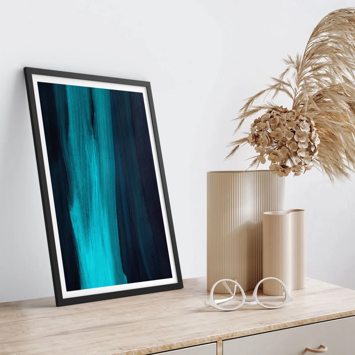 Poster in einem schwarzem Rahmen - Gehen Sie mit dem Strom - 70x100 cm