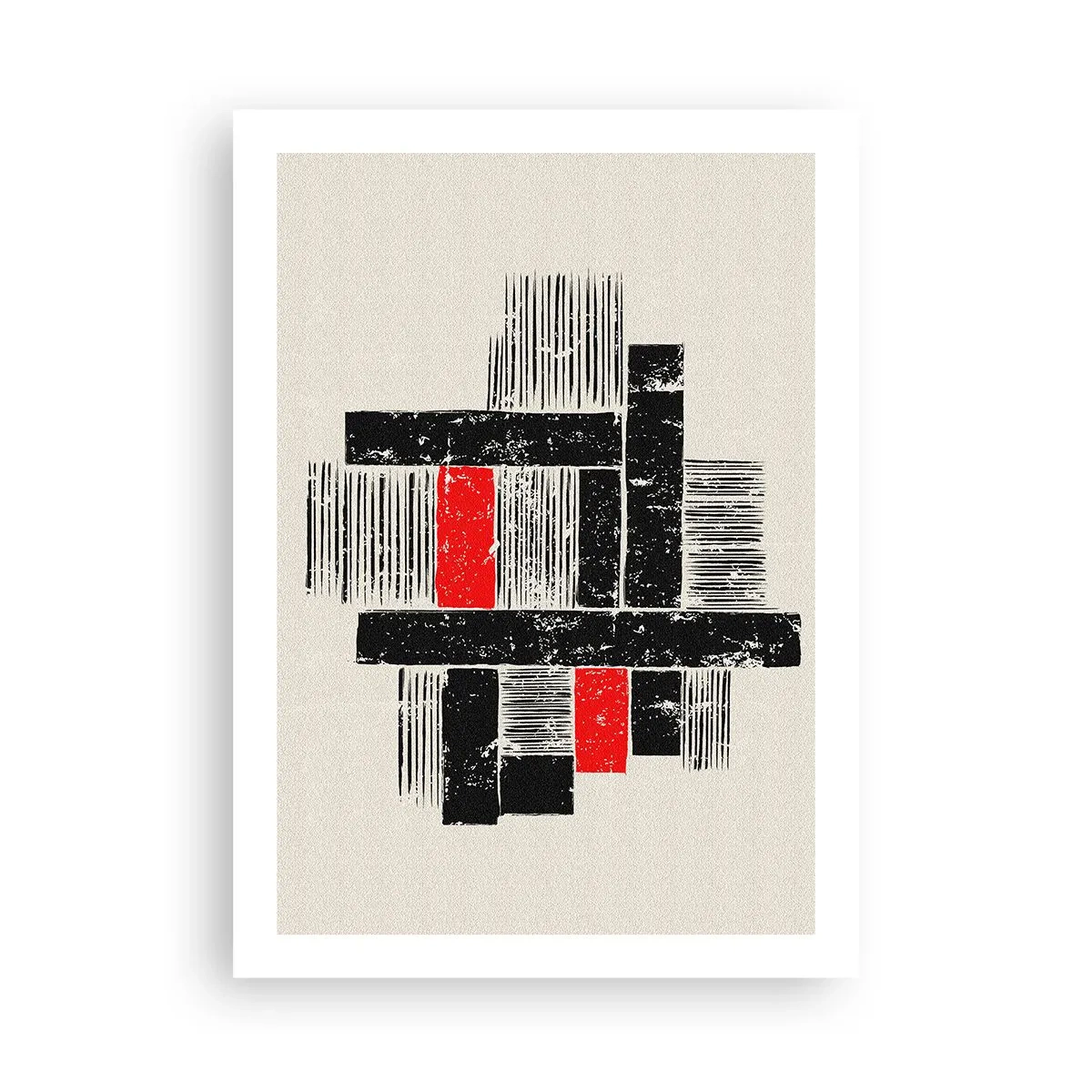 Poster - Geometrische Abstraktion in Schwarz, Rot und Beige - 50x70cm - Rot und Schwarz - Moderne Wanddekoration für Wohnzimmer und Schlafzimmer ARTTOR