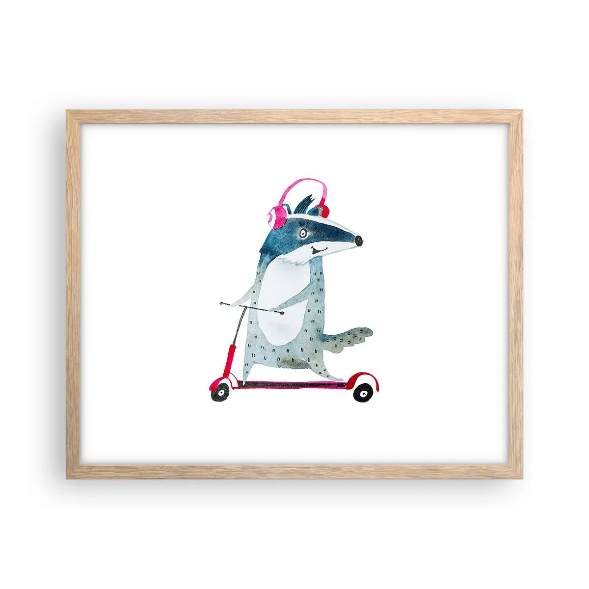 Poster in einem Rahmen aus heller Eiche - Dachsfreude - 50x40 cm