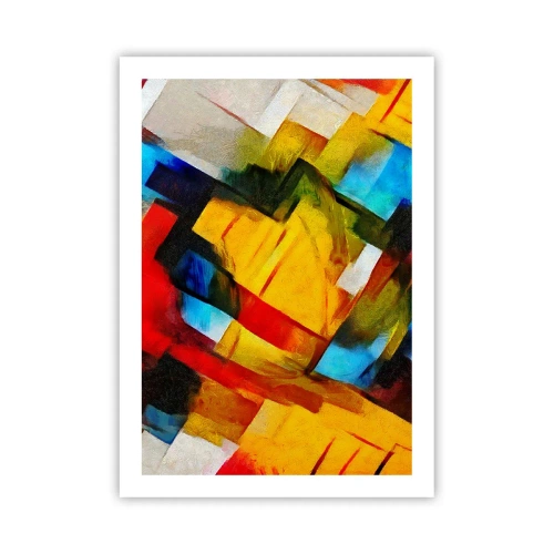Poster - Abstrakte geometrische Formen in intensiven Farben - 50x70cm - Ein bunter Interleaver - Moderne Wanddekoration für Wohnzimmer und Schlafzimmer ARTTOR