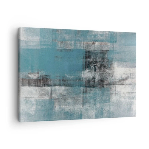 Bild auf Leinwand - Leinwandbild - Eine abstrakte Komposition in Blautönen mit Textur und Schichten. - 70x50cm - Wasser und Luft - Moderne Wanddekoration für Wohnzimmer und Schlafzimmer ARTTOR