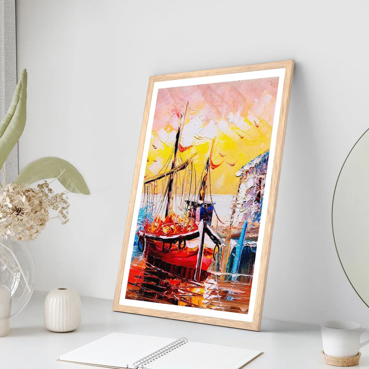 Poster in einem Rahmen aus heller Eiche - Glückliche Rückkehr - 61x91 cm