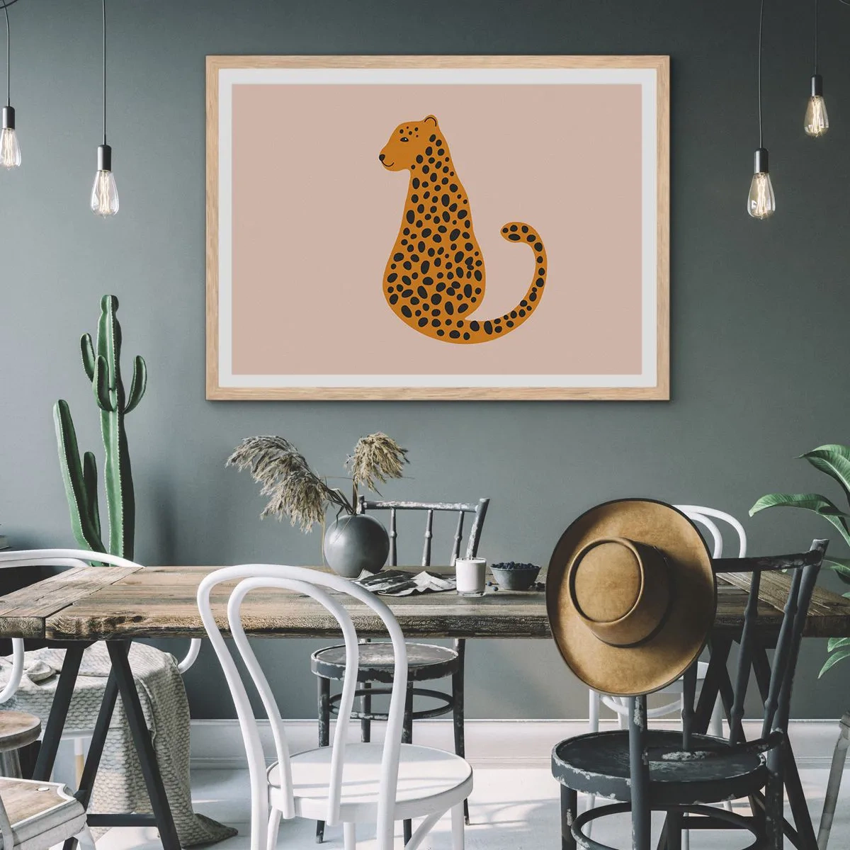 Poster in einem Rahmen aus heller Eiche - Leopardenmuster ist ein modisches Muster - 40x30 cm