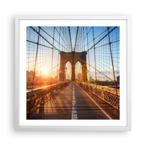 Poster in einem weißen Rahmen - Auf der goldenen Brücke - 50x50 cm