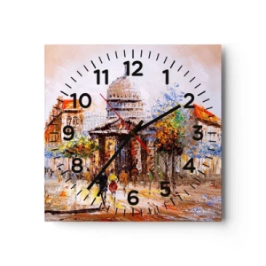 Wanduhr - Glasuhr - Pariser Spaziergang - 40x40 cm