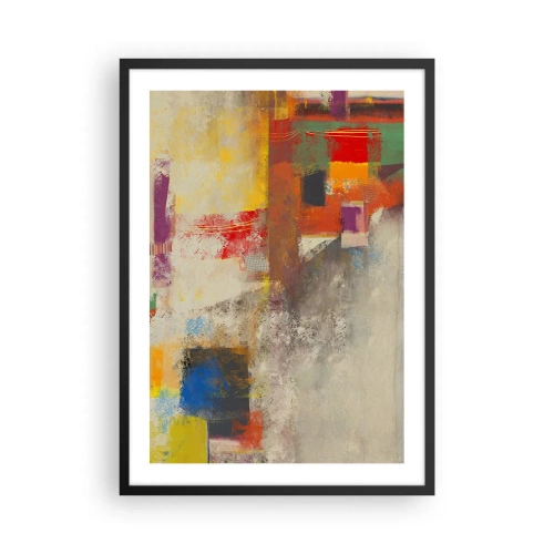 Poster in einem schwarzem Rahmen - Abstrakte Komposition in lebendigen Farben - 50x70cm - Geometrie der Farben - Moderne Wanddekoration für Wohnzimmer und Schlafzimmer ARTTOR