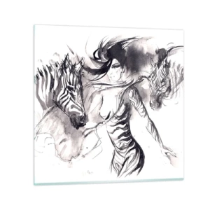 Glasbild - Bild auf glas - Tanzen mit den Zebras - 30x30 cm
