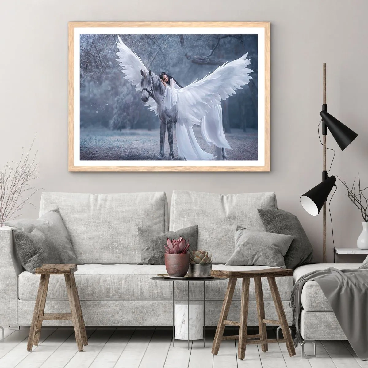 Poster in einem Rahmen aus heller Eiche - Ein inspirierter Moment - 40x30 cm